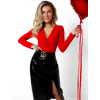Červené elegantní body MALAYA s dlouhým rukávem (Veľkosť ONESIZE)