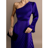 Fialové plisované šaty KYBELA na jedno rameno