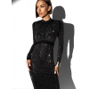 Čierne trblietavé večerné šaty ZURINA s kamienkami