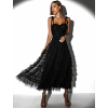 Čierne elegantné tylové šaty SCHINICHI s volánikmi
