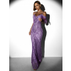 Fialové večerné trblietavé šaty NATSU s flitrami