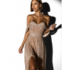 Bronzové plesové trblietavé šaty KAITO s flitrami