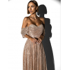 Bronzové plesové trblietavé šaty KAITO s flitrami