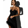 Čierne večerné šaty MITSUKI s flitrami a perím
