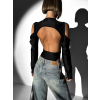 Černé stylové body LIZZIE s průstřihy (Veľkosť ONESIZE)