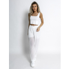 Biele basic plisované široké nohavice SELIE