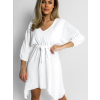 Biele basic ľahké šaty MULLBERY s výstrihom