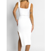 Biele basic úpletové midišaty ROBESINE s rázporkom