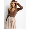 Hnědé basic triko HARITA na zip (Veľkosť M/L)