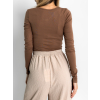 Hnědé basic triko HARITA na zip (Veľkosť M/L)