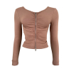 Hnědé basic triko HARITA na zip (Veľkosť M/L)