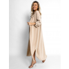 Béžové basic dlhé košeľové šaty košele NESSY