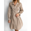 Béžové basic košeľové vypasované šaty SIERRA 95% bavlna