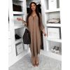 Hnědé basic dlouhé košilové šaty košile NESSY (Veľkosť ONESIZE)
