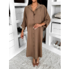 Hnedé basic dlhé košeľové šaty košele NESSY