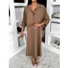 Hnědé basic dlouhé košilové šaty košile NESSY (Veľkosť ONESIZE)