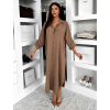Hnedé basic dlhé košeľové šaty košele NESSY