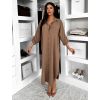 Hnědé basic dlouhé košilové šaty košile NESSY (Veľkosť ONESIZE)