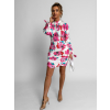 Ružové krátke šaty BRAIS s kvetinovým vzorom