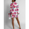 Ružové krátke šaty BRAIS s kvetinovým vzorom
