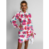 Ružové krátke šaty BRAIS s kvetinovým vzorom