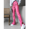 Ružové koženkové nohavice ELETRA so zipsami