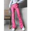 Ružové koženkové nohavice ELETRA so zipsami