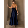 Tmavomodré dlhé elegantné šaty YASMINE s rázporkom