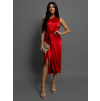 Červené lesklé elegantné šaty LIBIOSI s uzlom