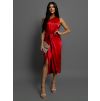 Červené lesklé elegantní šaty LIBIOSI s uzlem (Veľkosť ONESIZE)