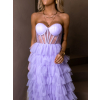 Fialové tylové plesové šaty ARIADNA s volánikmi