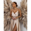 Béžové dlhé šaty FAIRYTALE s rázporkom