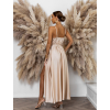 Béžové dlhé šaty FAIRYTALE s rázporkom