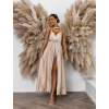 Béžové dlhé šaty FAIRYTALE s rázporkom