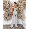 Béžový elastický dlhý elegantný overal AGEUSE