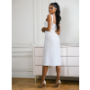 Biele midi šaty ANGELI s rázporkom a opaskom
