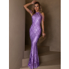 Fialové trblietavé plesové dlhé šaty KAVYLET