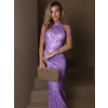 Fialové trblietavé plesové dlhé šaty KAVYLET
