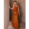 Oranžové dlhé flitrované šaty KRYTS