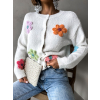 Biely štýlový svetrík CAGATAY s kvetinami