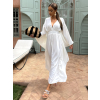 Biele dlhé šaty KIERANES s voľnými rukávmi