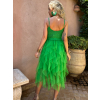 Zelené boho tylové šaty KORILIN s volánmi