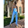 Modrý elegantní overal ROBBIE s rozparkem (Veľkosť ONESIZE)