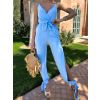 Modrý elegantní overal ROBBIE s rozparkem (Veľkosť ONESIZE)