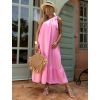 Růžové mušelínové maxi šaty THAD (Veľkosť ONESIZE)