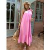 Růžové mušelínové maxi šaty THAD (Veľkosť ONESIZE)