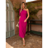 Fuchsiové elegantné šaty ROMANES na jedno rameno