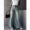 Modrozelené extra wide leg široké džínsy AKIHIKO