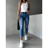 Modré basic jednoduché mom jeans džíny KLARYS (Veľkosť L)