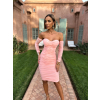 Ružové koktailové korzetové šaty ROSLYN s riasením